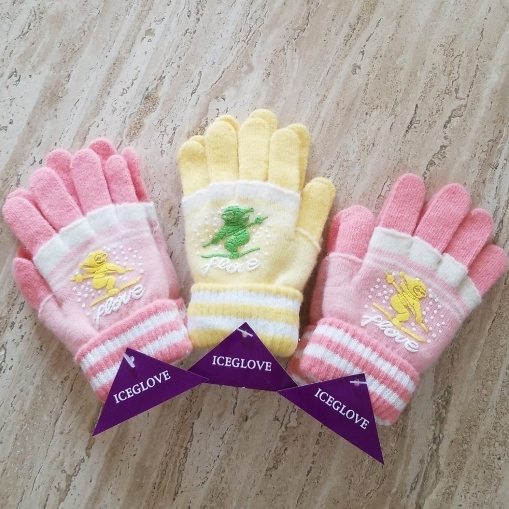 Set of 3 New Multicolor Double Layered 2 in 1 Wool Blend Cozy Warm Gloves